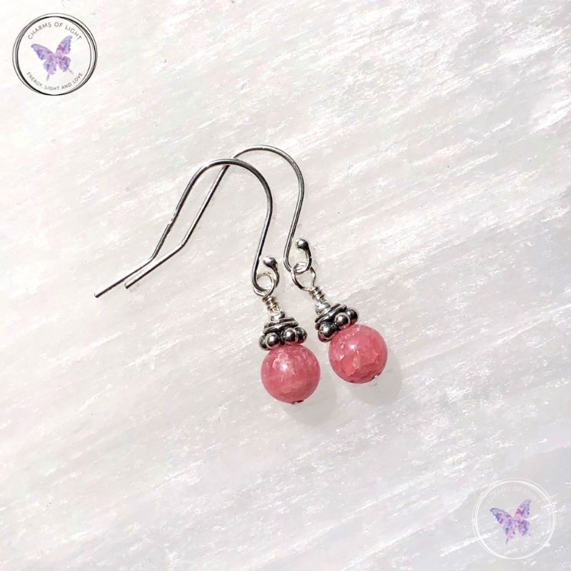 Rhodochrosite Silver Earrings